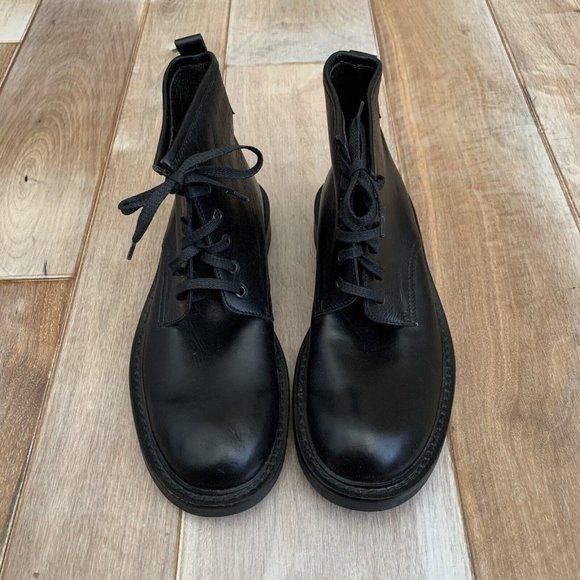 Banana Republic Mens Black Leather Lace Up Chukka Ankle Boots US 8 D Italy 90s